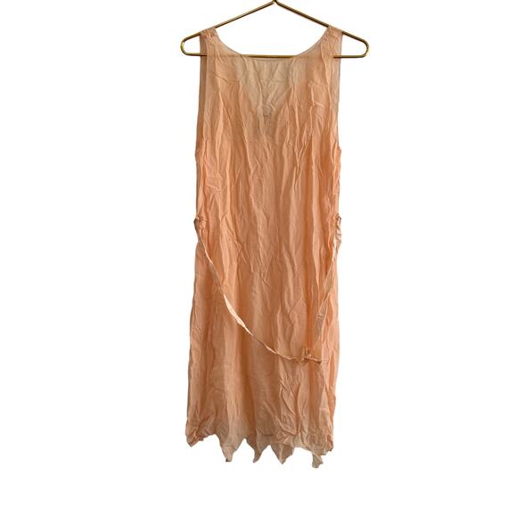 Antique 1920's Belted Scalloped Hem Floral Embroidered Slip Dress Vintage - Picture 2 of 6